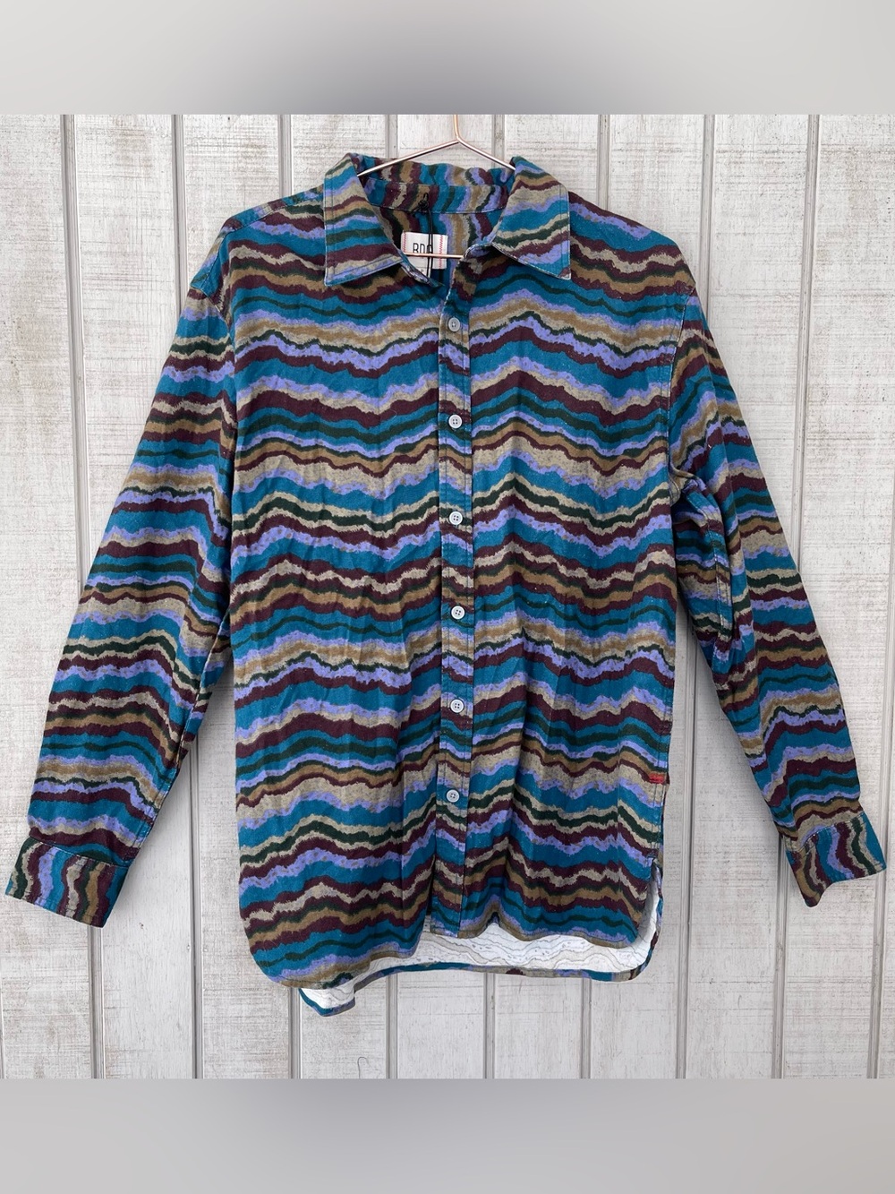 BDG Men’s Printed Button Down Shirt Small 100% Cotton NWT Abstract Stripe